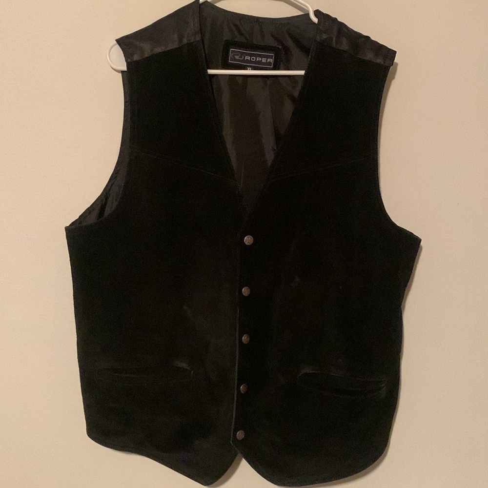 Roper Men’s 100% Black Leather Vest